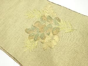 リサイクル　手織紬草葉模様織出し名古屋帯